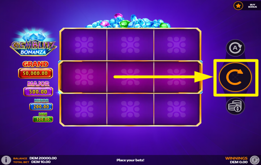 GemBlitz Bonanza ВРАЩАЙТЕ БАРАБАНОВЫ.