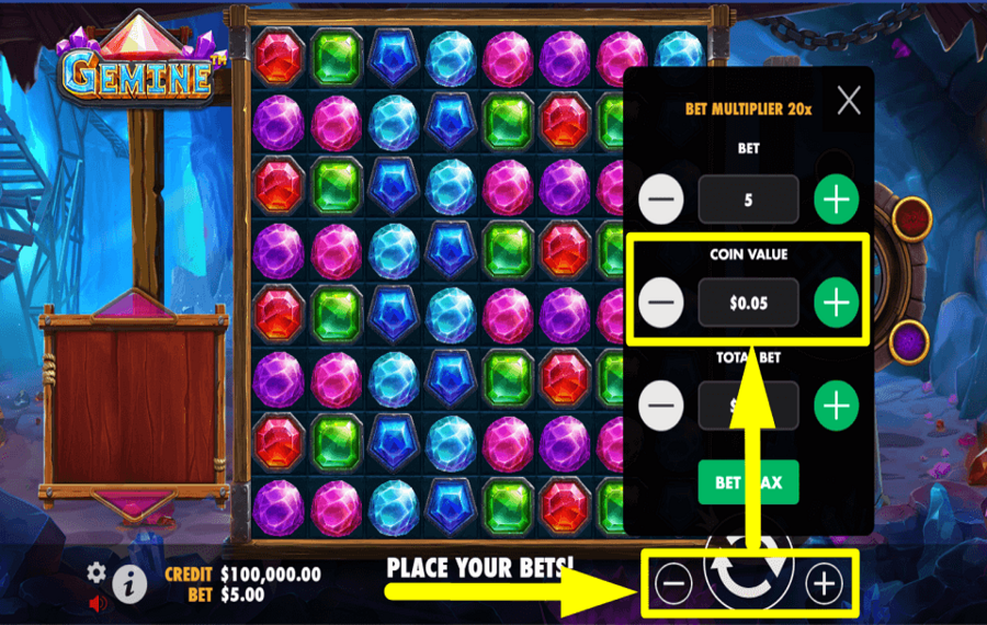 Gemine ADJUST THE COIN VALUE.