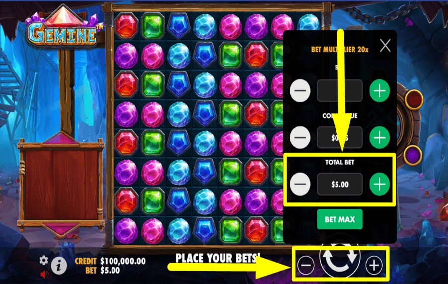 Gemine ALLOT THE TOTAL BET.