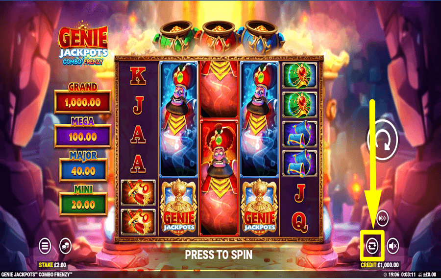 Genie Jackpots Combo Frenzy START AUTOPLAY.