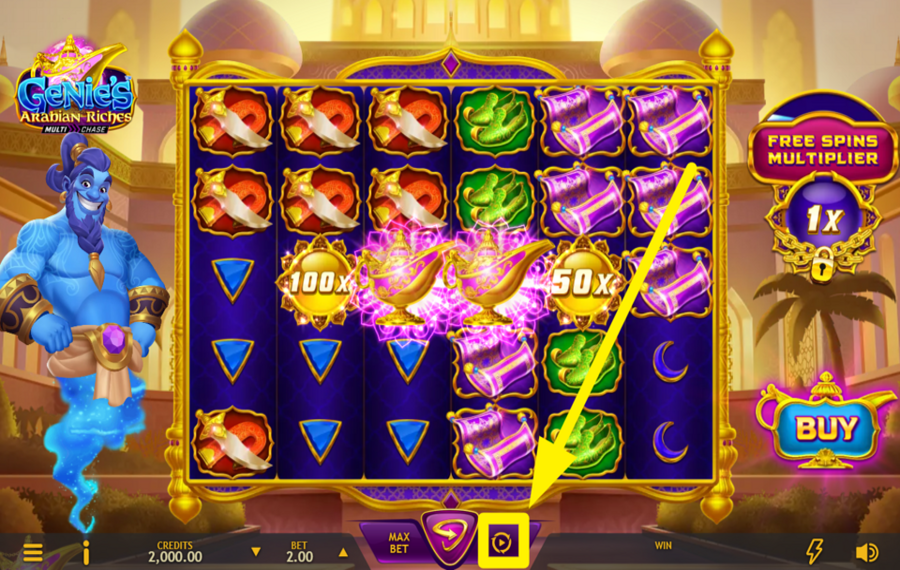 Genies Arabian Riches Faites tourner les rouleaux automatiquement.