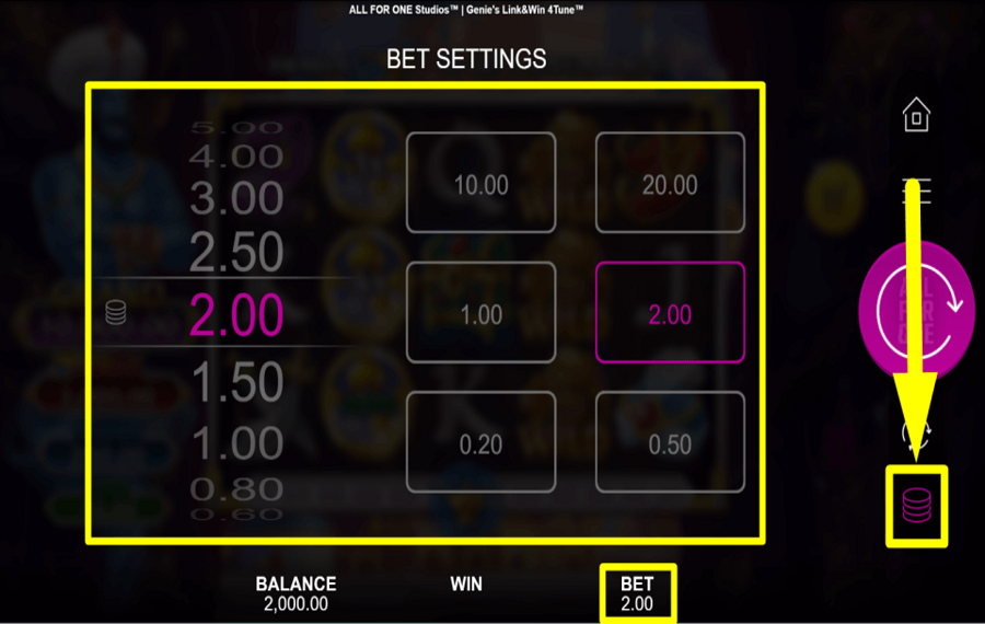 Genies Link and Win 4Tune НАЗНАЧИТЕ СУММУ СТАВКИ.