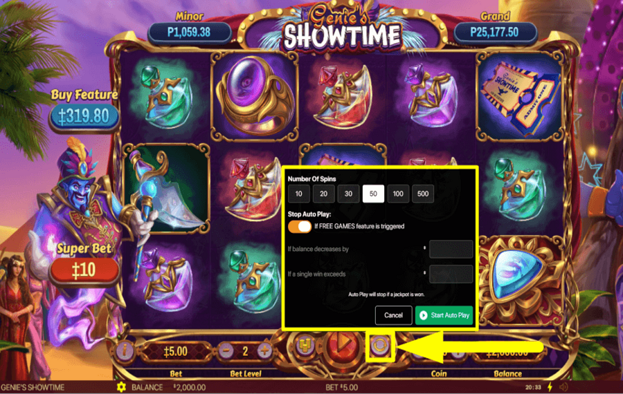 Genies Showtime CONTINUE AUTOMATICALLY.