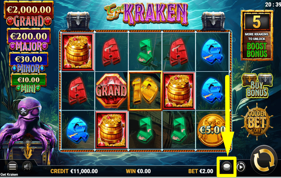 Get Kraken DETERMINE O VALOR DA APOSTA.