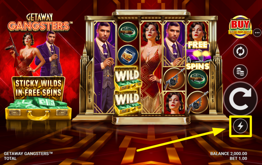 Getaway Gangsters ACCELERATE THE SPINS.