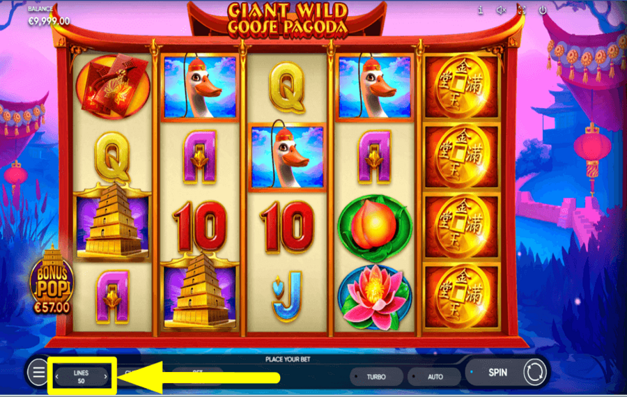 Giant Wild Goose Pagoda ADJUST THE PAYLINES.