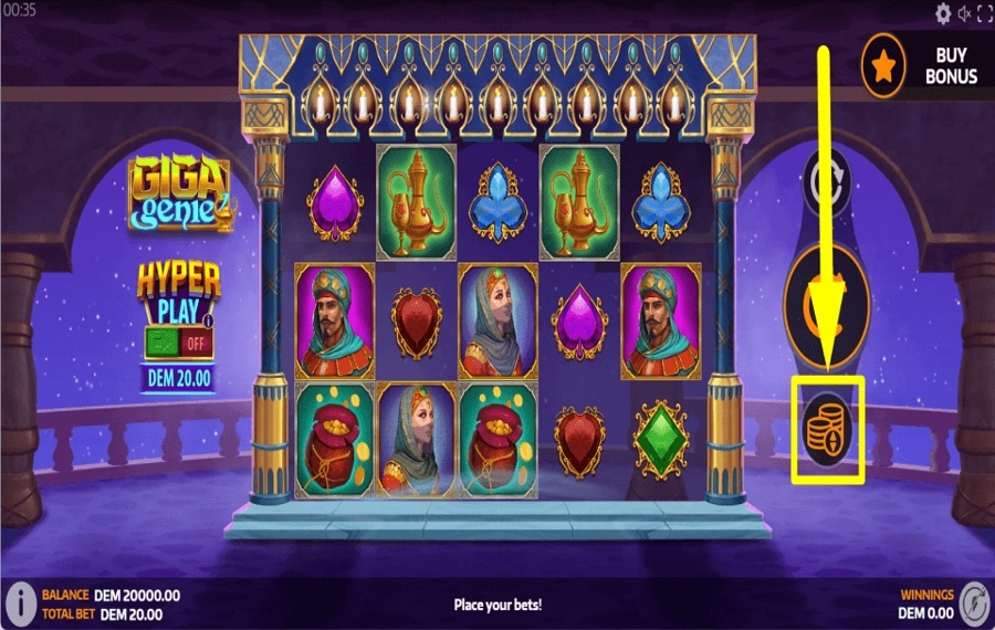 Giga Genie УСТАНОВИТЕ РАЗМЕР СТАВКИ.