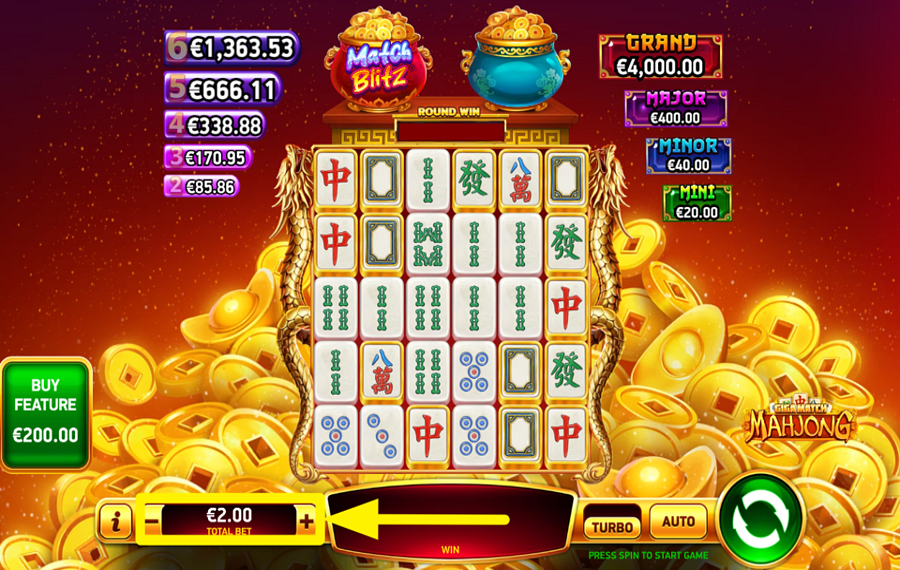 Giga Match Mahjong DECIDE ON THE TOTAL BET.