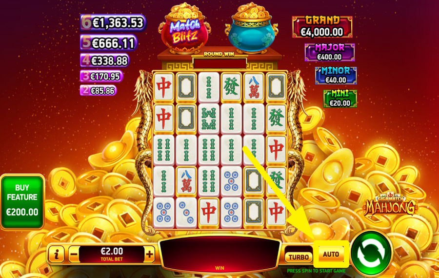 Giga Match Mahjong CHOOSE AUTOMATIC SPINNING.
