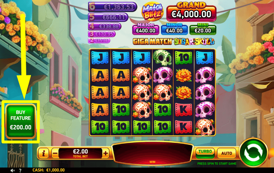 Giga Match Sugar Skull ПЛАТИТЕ ЗА ДОПОЛНИТЕЛЬНЫЕ ВРАЩЕНИЯ.