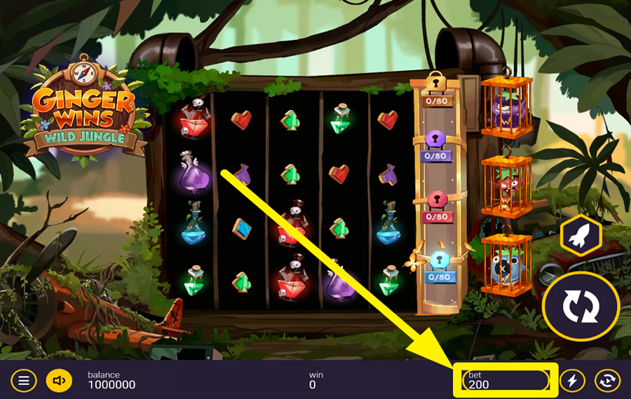 Ginger Wins Wild Jungle ADJUST YOUR WAGER.