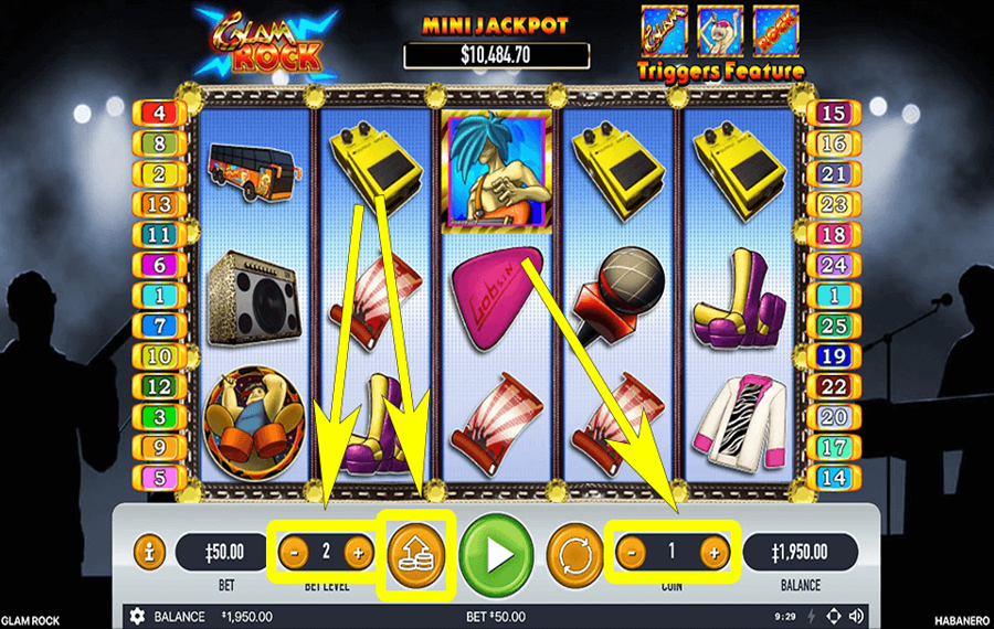 Glam Rock Choose your bet amount.