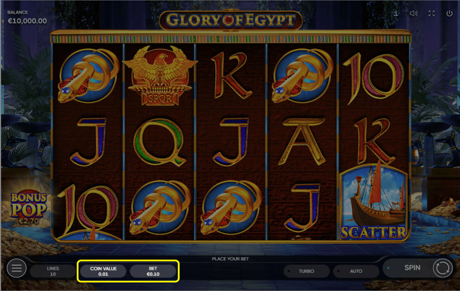 Glory of Egypt Choose your bet