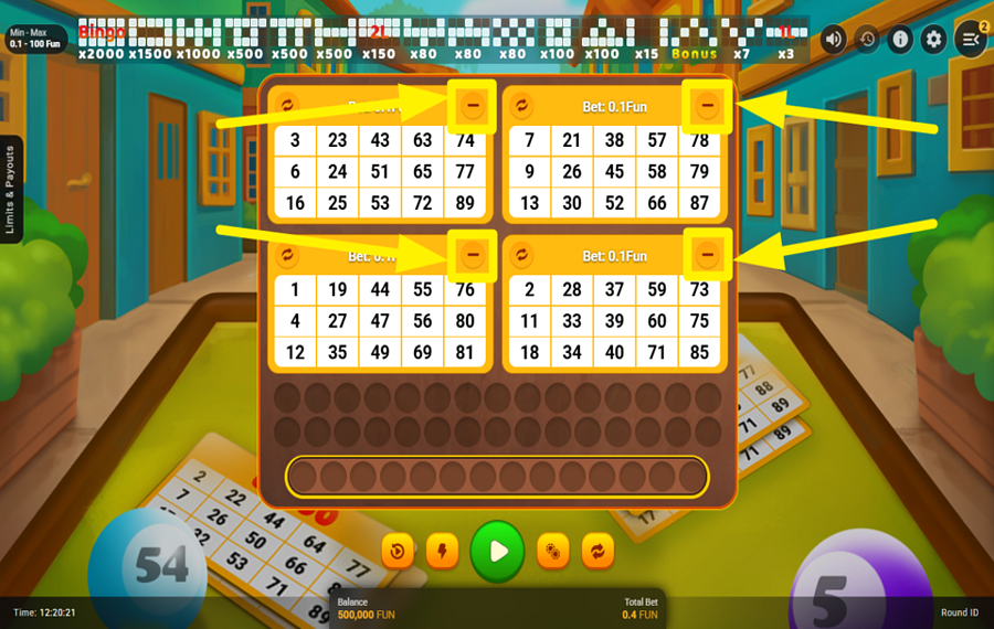 Go Bingo AGGIUNGI O RIMUOVI I BIGLIETTI.