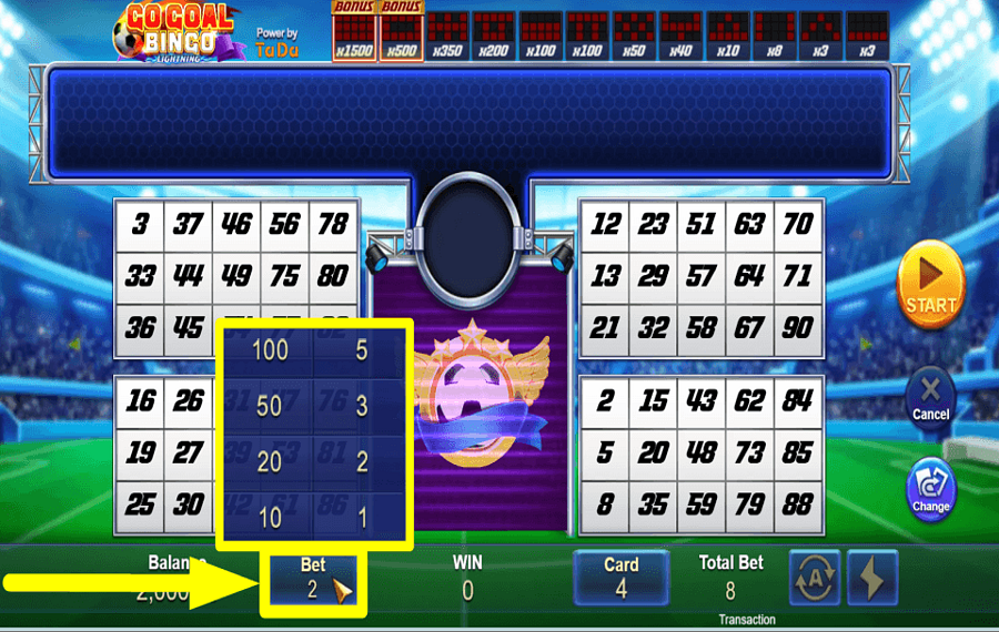 Go Goal Bingo ОПРЕДЕЛИТЕ СВОЮ СТАВКУ.