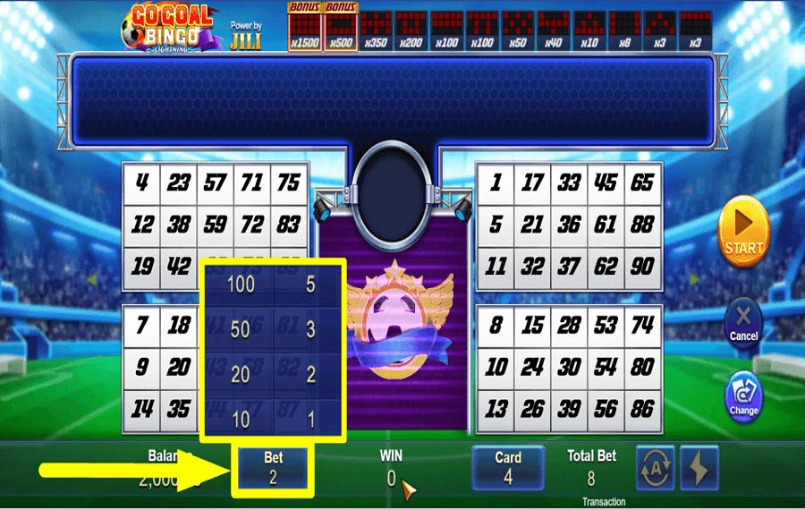 Go Goal Bingo DETERMINA LA TUA POSTA IN PUNTA.