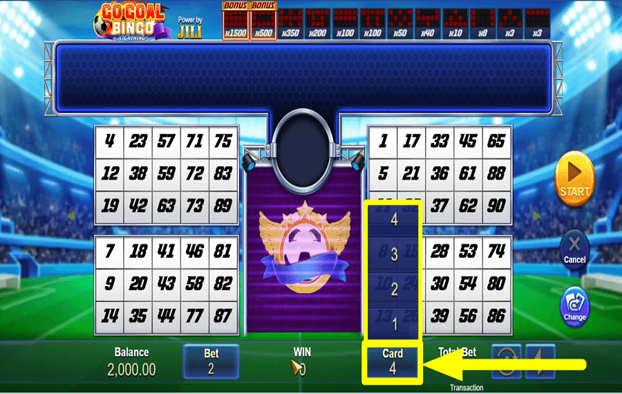 Go Goal Bingo SCEGLI LE TUE CARTE.
