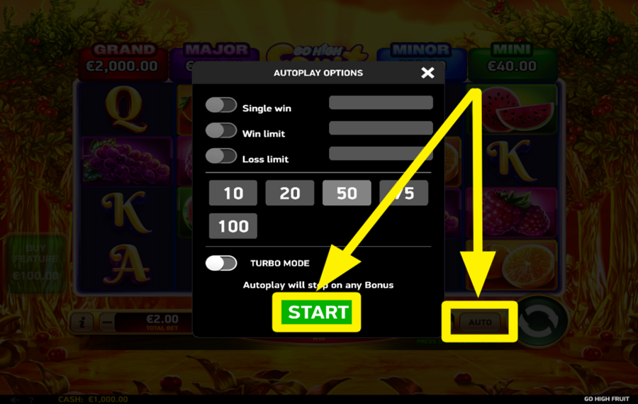 Go High Fruit ACTIVADOR DE JUEGO AUTOMÁTICO.