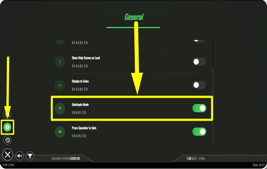 Goal Blitz SPEED UP EACH SPIN.