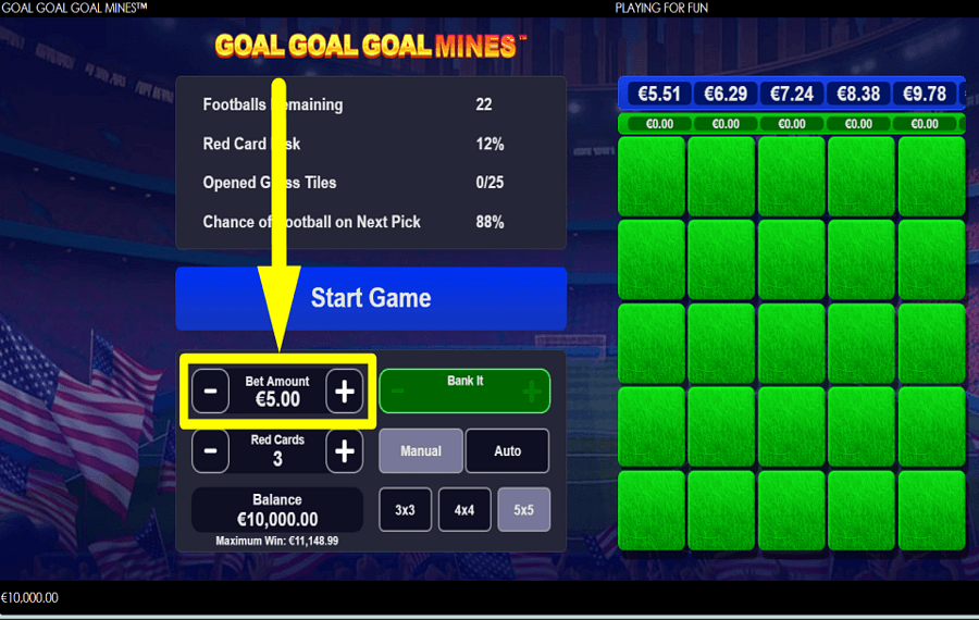 Goal Goal Goal Mines ИЗМЕНИТЕ СВОЮ СТАВКУ.