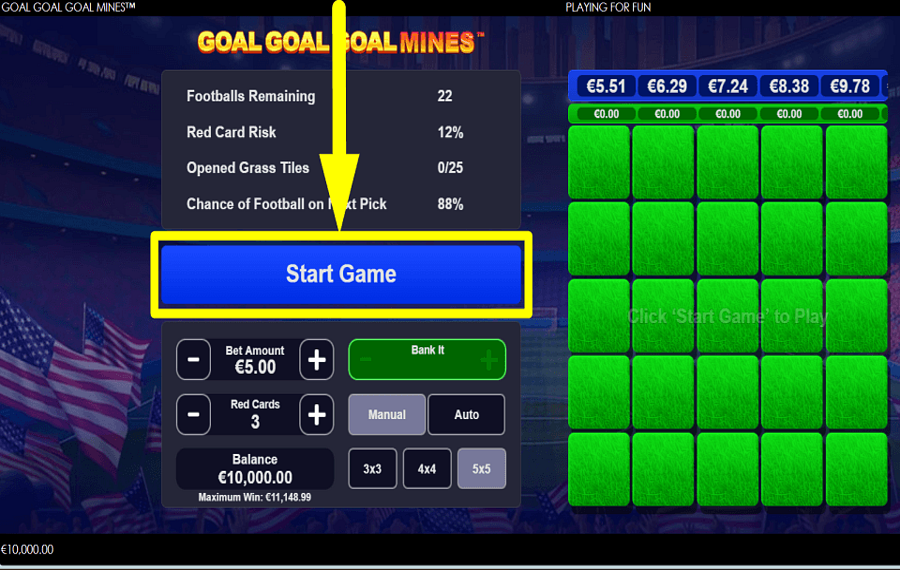 Goal Goal Goal Mines НАЧНИТЕ ИГРАТЬ В АЗАРТНЫЕ ИГРЫ.