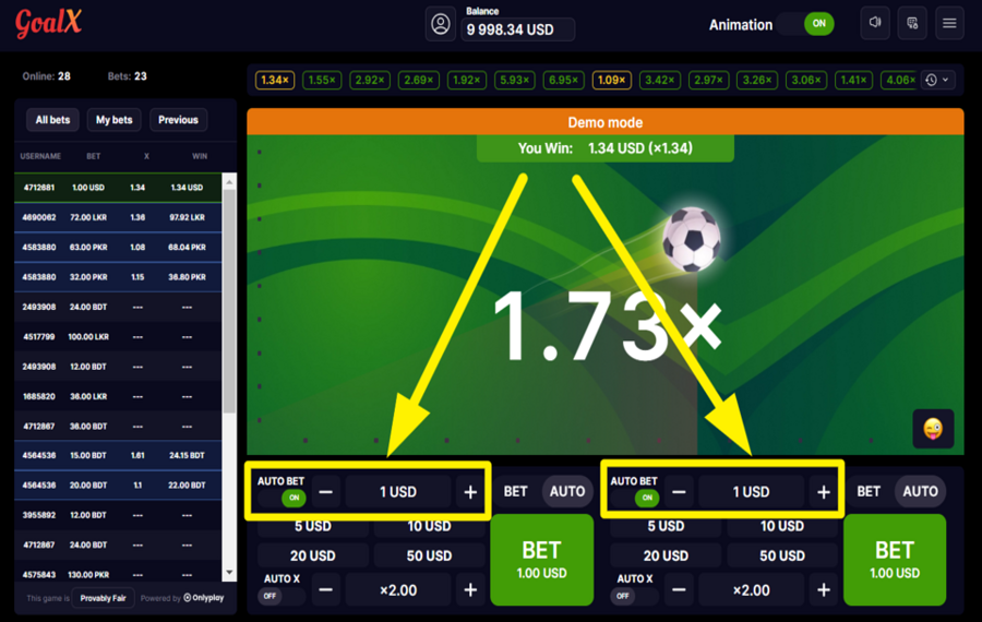 GoalX ENABLE AUTOMATIC BETTING.