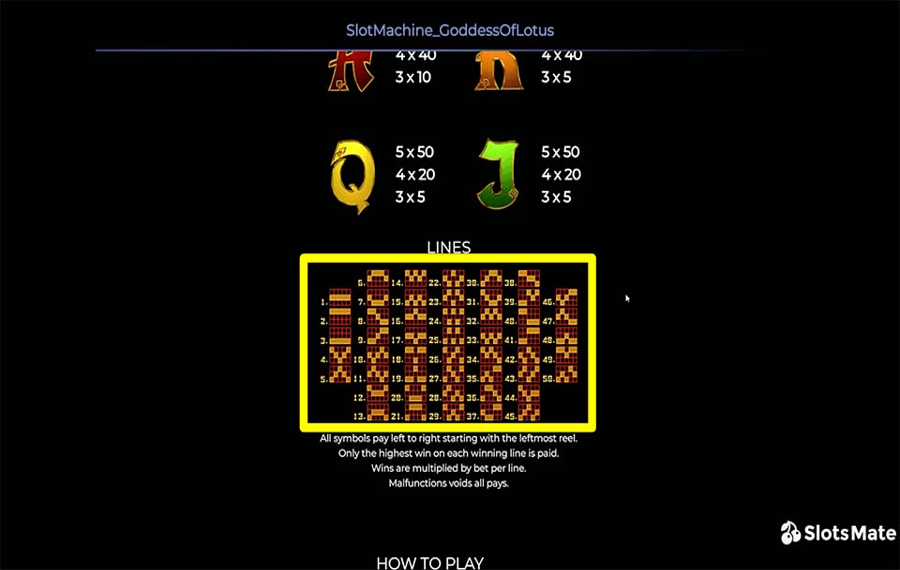 Goddess of Lotus Choisissez les lignes de paiement.