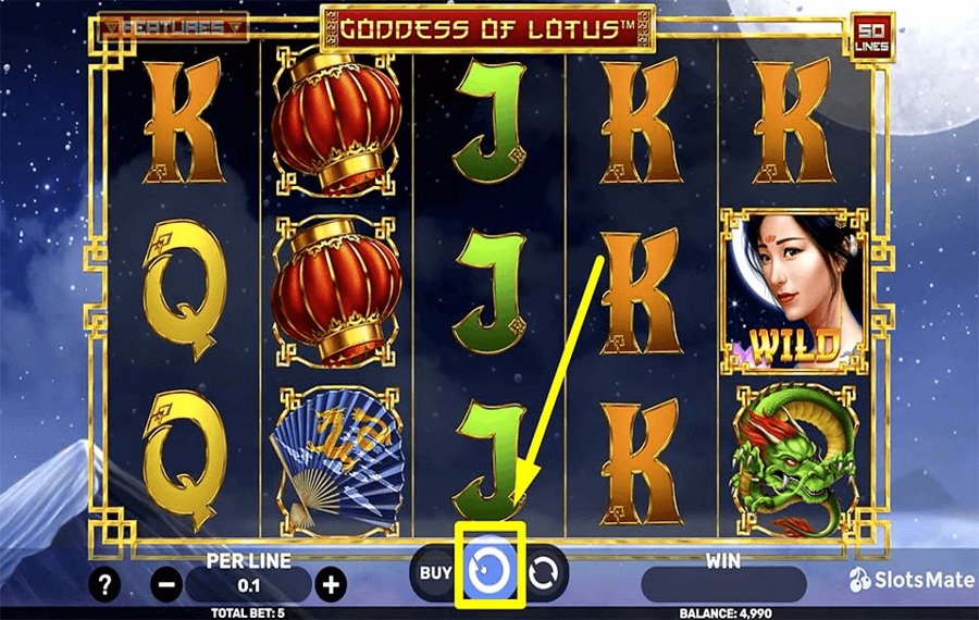 Goddess of Lotus Cliquez/appuyez sur le bouton « Spin ».