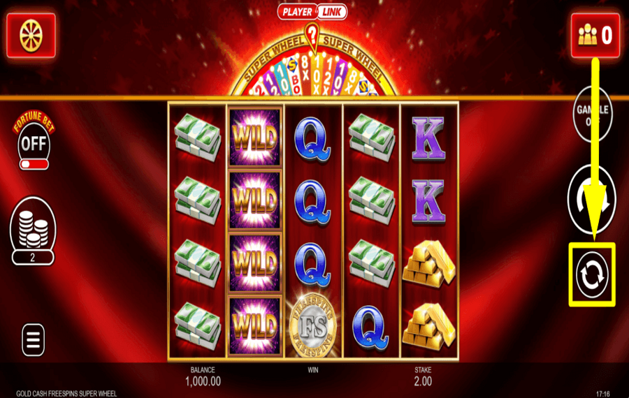 Gold Cash Free Spins Super Wheel CONTINUER AUTOMATIQUEMENT.