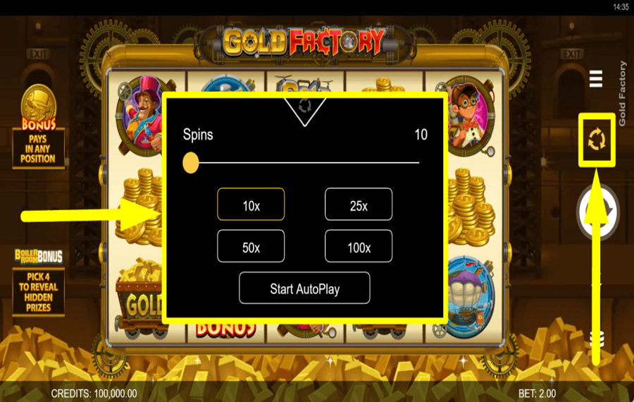 Gold Factory CONTINUA AUTOMATICAMENTE.