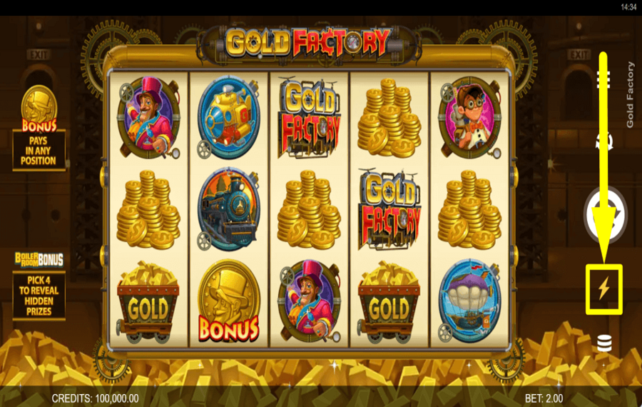 Gold Factory CAMBIA LA VELOCITÀ DEL GIOCO.