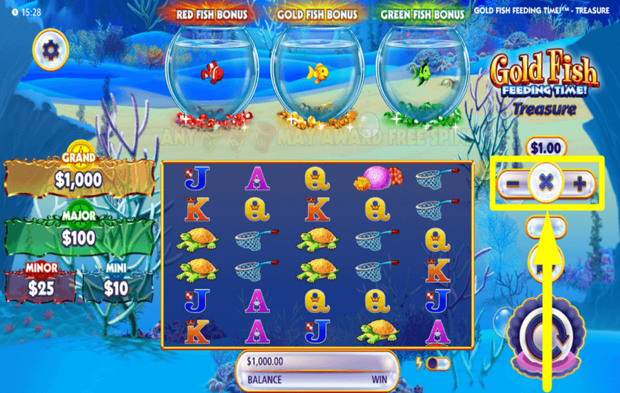 Gold Fish Feeding Time УСТАНОВИТЕ РАЗМЕР СТАВКИ.