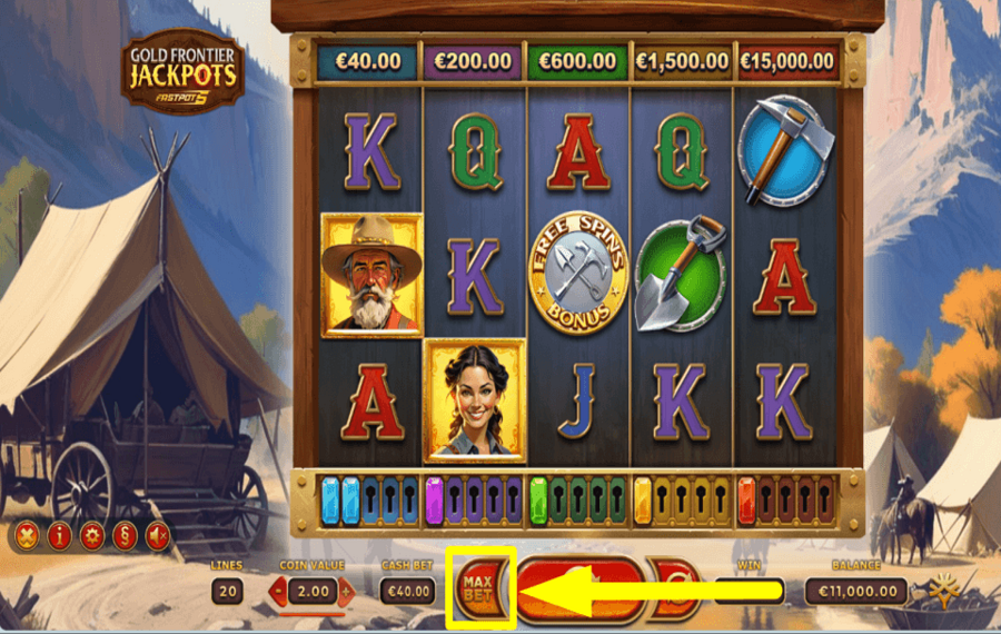 Gold Frontier Jackpots FastPot5 ЗАЛОГ МАКСИМАЛЬНЫХ КРЕДИТОВ.