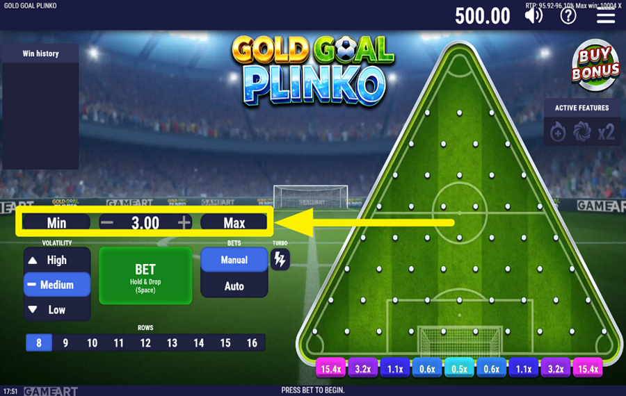 Gold Goal Plinko СКОРРЕКТИРУЙТЕ СВОЮ СТАВКУ.