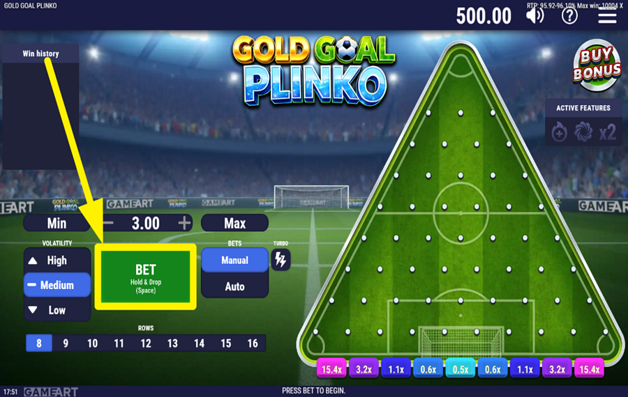 Gold Goal Plinko УПУСТИ ПУТЬ.