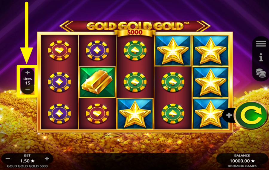 Gold Gold Gold 5000 MODIFIER LE NOMBRE DE LIGNES DE PARI.