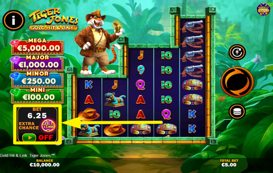 Gold Hit and Link Tiger Jones AUMENTA LE TUE POSSIBILITÀ DI VINCITA!