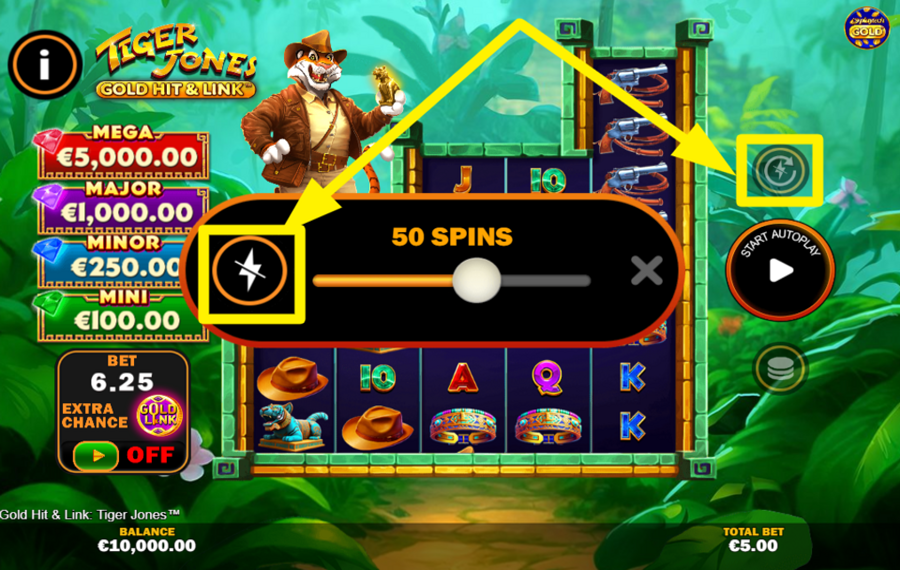 Gold Hit and Link Tiger Jones AUMENTA IL GIOCO.