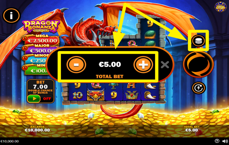 Gold Hit Dragon Bonanza ADJUST YOUR WAGER.