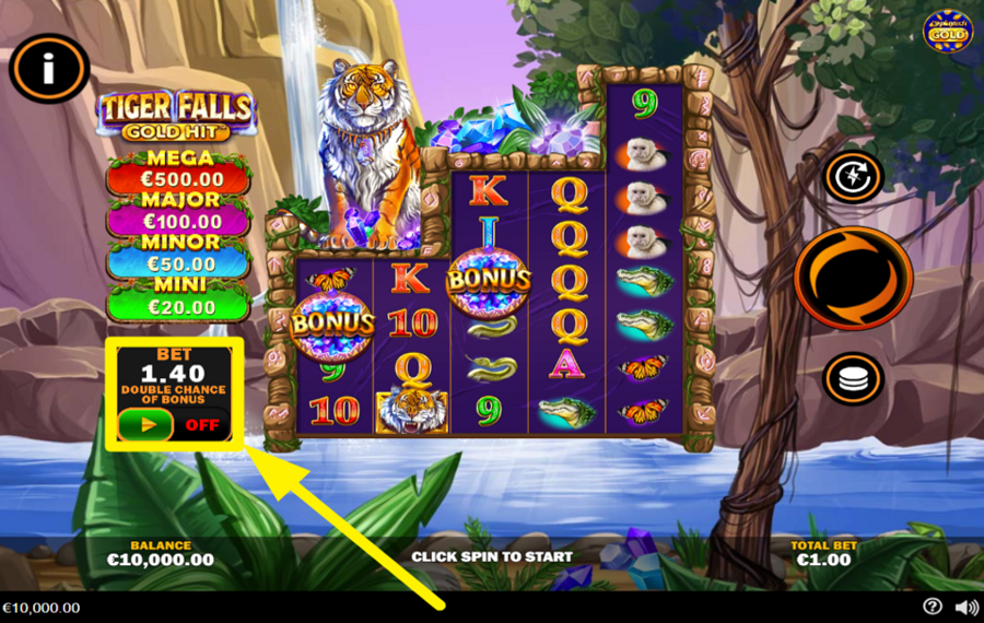 Gold Hit Tiger Falls EXTRA-WETTMODUS AKTIVIEREN.