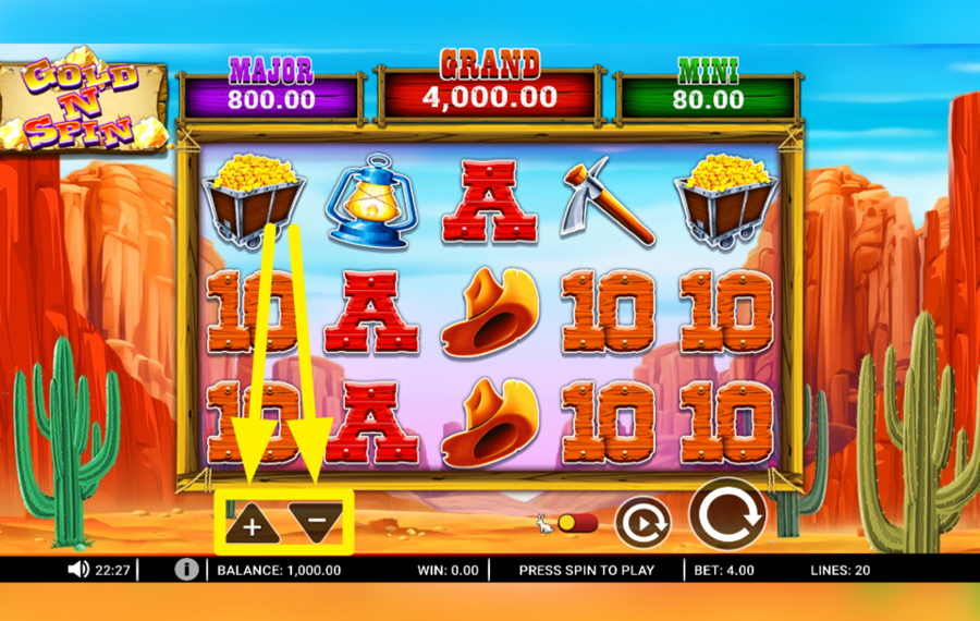 Gold N Spin Legen Sie Ihren Einsatz fest.