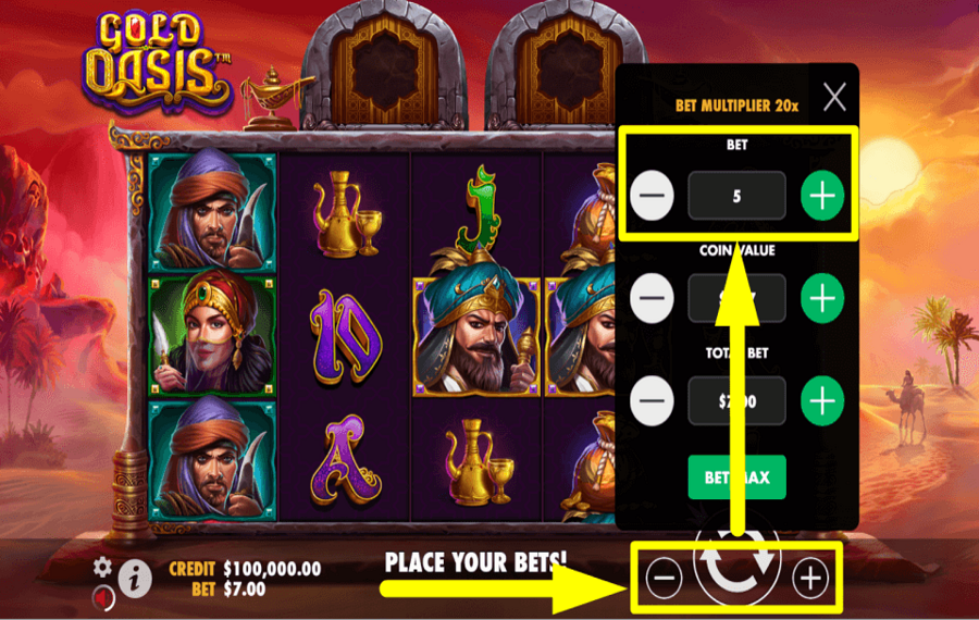Gold Oasis SELECT THE BET AMOUNT.