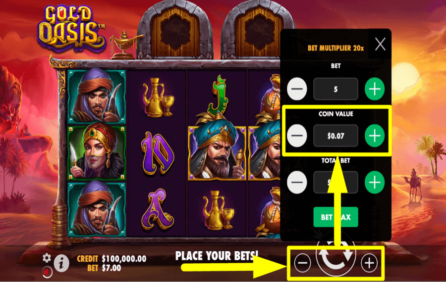 Gold Oasis SET THE COIN VALUE.