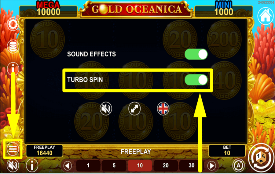 Gold Oceanica Hold And Win ACTIVER LE MODE TURBO.