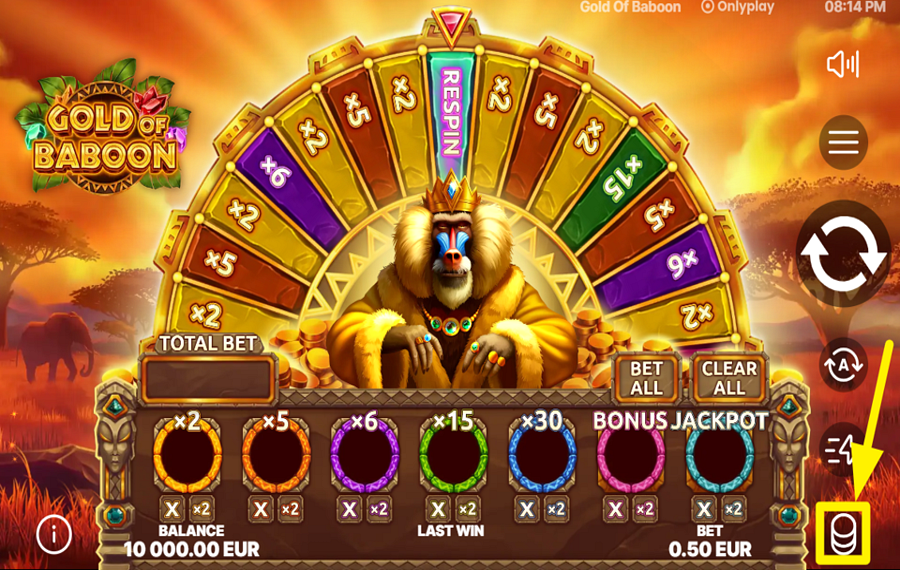 Gold of Baboon ОПРЕДЕЛИТЕ СУММУ СТАВКИ.