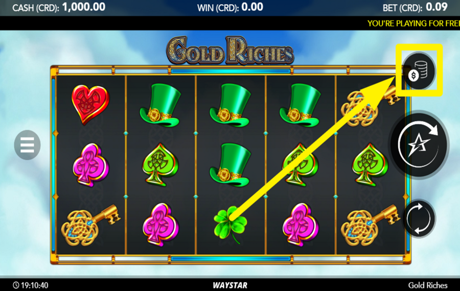 Gold Riches ADJUST YOUR WAGER.