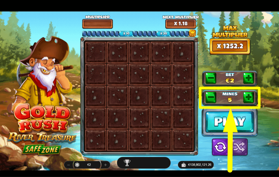 Gold Rush River Treasure PLACE THE MINES.