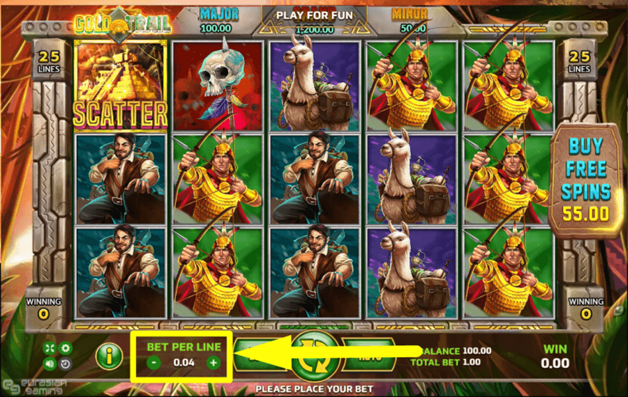 Gold Trail SELECT THE BET VALUE.