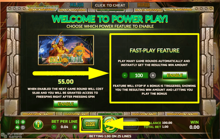 Gold Trail SPEED UP THE GAME.