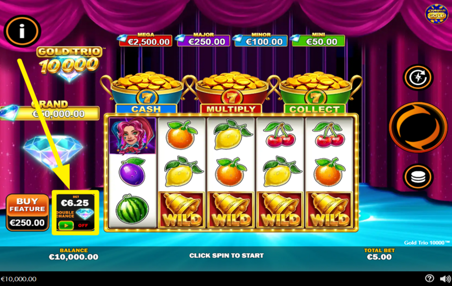 Gold Trio 10000 ACTIVAR MODO APUESTA EXTRA.
